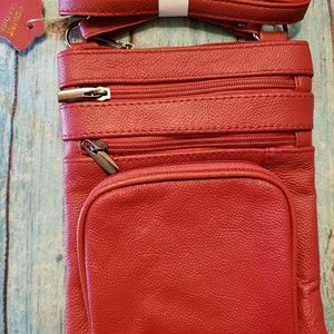 Maze Women's Leather Crossbody Purse Red